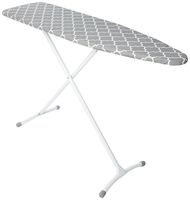 HOMZ Steel Ironing Board Contour Grey & White Cover, Grey Lattice