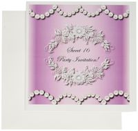 3dRose Sweet 16 Party Invitation - Greeting Cards, 6 x 6 inches, set of 6 (gc_33054_1)
