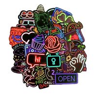 Linzze Stickers 50-Pcs Pack Waterproof Vinly Bumper Decals Perfect for Laptop Car Skateboard Water Bottle Travel Case Guitar Luggage Motorbikes (Neon Light)