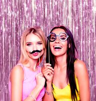 Treasures Gifted Baby Light Pink Metallic Foil Fringe Curtains 3 x 8 Feet Tinsel Pack of 3 Photo Booth Props Backdrop for Baby Shower Birthday Engagement Gender Reveal Party Supplies