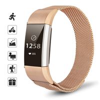 TOMALL Metal Bands Compatible for Fitbit Charge 2,Stainless Steel Metal Replacement Wristband for Women Men (Large, Rose Gold)