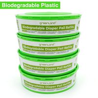 Greenland Biodegradable Diaper Pail Refills for Diaper Genie Pails. Extra Long - 1280 Count (Pack of 4) Made from PBAT + PLA + Corn Starch - Industrially Compostable