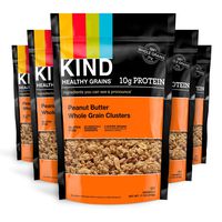 KIND Healthy Grains Clusters, Peanut Butter Whole Grain Granola, 10g Protein, Gluten Free, 11 Ounce (Pack of 6)