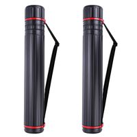 2-Pack XX-Large Extendable Poster Tubes Expand from 30.5" to 50" with Shoulder Strap | Carry Documents, Blueprints, Drawings and Art | Black Portable Durable Round Storage Cases