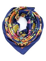 YOUR SMILE Silk Like Scarf Women's Fashion Pattern Large Square Satin Headscarf Headdress,Navy (9)
