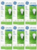 GE Lighting 97493 30-Watt - 70-Watt - 100-Watt A21 3-Way, Soft White, 6-Pack