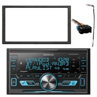 Kenwood 2-DIN Bluetooth USB AUX AM/FM Car Receiver, Enrock Double DIN Install Dash Kit, Metra Radio Wiring Harness, Enrock Antenna Adapter (Select 1994-2005 Vehicles)