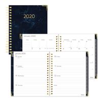 Blueline 2020 Marble - Weekly/Monthly, 2-Piece Cover, Laminated Monthly tabs, Storage Pocket, Gold Corners, 9.25 x 7.25 inches, Navy (C38002.02-20)