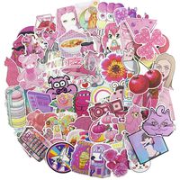 Pink Girl Cute Stickers, Cool Waterproof Vinyl Laptop Water Bottle Computer Phone Notebook Luggage Guitar Skateboard Decal 50pcs Pack