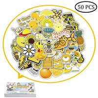 Cute VSCO Stickers for Hydro Flask, 50 Pcs Waterproof Laptop Stickers for Phone, Luggage, Skateboard, Guitar, Cute Vinyl Trendy Aesthetic Stickers for Kids, Teens, Girls (Yellow)
