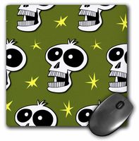 3dRose LLC 8 x 8 x 0.25 Inches Mouse Pad, Skull Pattern Toon 2A on Olive (mp_58958_1)