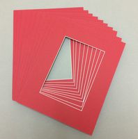 10 8x10 Bright Red Picture Mats with White Core, for 5x7 Pictures