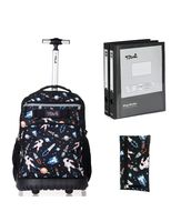 Tilami Rolling Backpack 18 inch Binder and Pencil Case Laptop Backpack, Space
