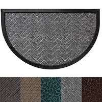 Gorilla Grip Original Durable Rubber Door Mat, Heavy Duty Doormat for Indoor Outdoor, 35x23 Half Circle, Waterproof, Easy Clean, Low-Profile Rug Mats for Entry, High Traffic Areas, Charcoal Chevron