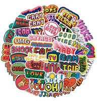 50 Phrase Waterproof Stickers Set for Decorating-for Water Bottles Hydroflasks Skateboard Laptop (Phrase)