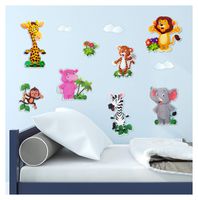 Sparkly 3D Zoo Animal Wall Decals Stickers - Set of 7 Spectacular Glittery Animals, and Some Clouds for Boys and Girls Bedroom Decor - Easy to Stick