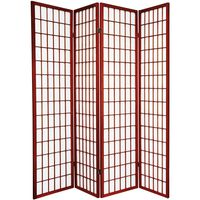 Legacy Decor 4 Panel Japanese Shoji Style Room Screen Divider Cherry Color