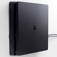 FLOATING GRIP PS4 Slim Wall Mount - PlayStation 4 Slim Wall Mount (Black) - Mount your PlayStation on the wall right next to or behind your TV - Made in Europe since 2014