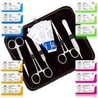 Mixed Suture Threads with Needle + Tools for Medical Student's Suture Kit, Practice Suturing; Surgical Training, First Aid Emergency Demo, Vet Use (12 Mixed Sutures 2-0,3-0, 4-0 + 12 Tools) 24PK Total