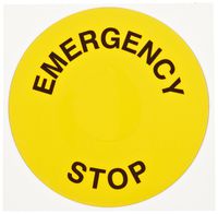 Brady THTEP-197-593YL 1.2" Hole Diameter, B-593 Adhesive-Taped Polyester, Black on Yellow Preprinted E-Stop Label (Pack of 25)