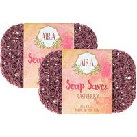 Aira Soap Saver - Soap Dish & Soap Holder Accessory - BPA Free Shower & Bath Soap Holder - Drains Water, Circulates Air, Extends Soap Life - Easy to Clean, Fits All Soap Dish Sets - Raspberry Two Pack