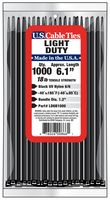 US Cable Ties LD6B1000 6-Inch Light Duty Cable Ties, UV Black, 1000-Pack