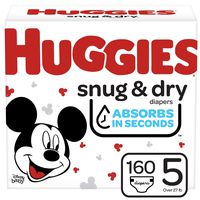 Huggies Snug & Dry Baby Diapers, Size 5, 160 Ct, One Month Supply