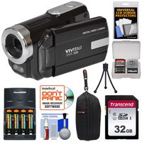 Vivitar DVR-508 HD Digital Video Camera Camcorder (Black) with 32GB Card + Batteries & Charger + Case + Tripod + Kit