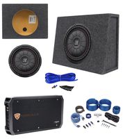 Kicker 43CVT124 COMPVT 800w 12" Shallow Subwoofer+Sealed Box+Amplifier+Wire Kit