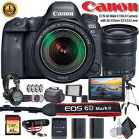 Canon EOS 6D Mark II DSLR Camera with 24-105mm f/3.5-5.6 Lens (International Model) (1897C021) W/Bag, Extra Battery, LED Light, Mic, Filters, Tripod, Monitor and More - Professional Bundle