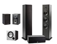 Polk Audio 5.1 Channel Home Theater System with Powered Subwoofer |Two (2) T15 Bookshelf, One (1) T30 Center Channel, Two (2) T50 Tower Speakers, PSW10 Sub | Alexa + HEOS
