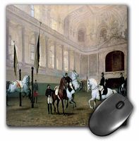 3dRose Morning Exercise in Winter Riding School by Julius von Blass - Mouse Pad, 8 by 8 inches (mp_129782_1)