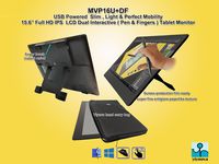 Yiynova MVP16U+DF 15.6 Inch FHD IPS Finger/Pen Dual Touch Tablet Monitor w/5V3A USB, HDMI port.(Yiynova Cloud PC Ready)(Mac & Windows). Free Yiynova Carrying Case + Free Screen Protection Film