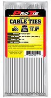 Pro Tie N11HD500 11.9-Inch Heavy Duty Standard Cable Tie, Natural Nylon, 500-Pack