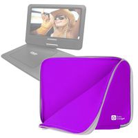 DURAGADGET Purple Water & Shock Resistant Soft Case with Dual Zips - Suitable for Use with Sylvania 9-Inch Swivel Screen DVD/CD/MP3 Portable DVD Player