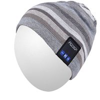 Qshell Unisex Adult Bluetooth Beanie Hat Trendy Soft Warm Short Audio Music Cap with Wireless Headphone Headset Speaker Mic Hands-Free, for Winter Outdoor Sport Skiing Snowboard - Gray