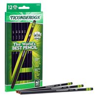 Ticonderoga Pencils, Wood-Cased Graphite, #2 HB Soft, Black, 12-Pack (13953)