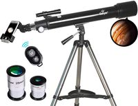 Telescope, Astronomy Refractor Telescopes, 70mm Apeture Scope 700mm AZ Mount for Astronomy Beginners with Tripod & Smartphone Adapter & Wireless Camera Remote