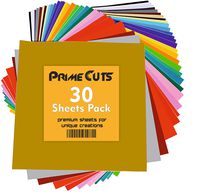 Permanent Adhesive Backed Vinyl Sheets by PrimeCuts USA - 30 Vinyl Sheets 12" x 12" - 30 Assorted Color Sheets for Cricut, Silhouette Cameo, and Other Craft Cutters