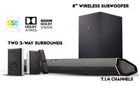 Nakamichi Shockwafe Pro 7.1.4Ch 600W Dolby Atmos Soundbar with 8" Subwoofer (Wireless), Two 2-Way Rear Speakers & Dolby Vision