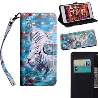 MGVV [Moto E5 Plus] Case, [Wallet Stand] Painting Colour Kickstand Credit Cards Slot Cash Pockets PU Leather Flip Wallet Case for Motorola Moto E5 Plus Tiger