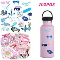 100 PCS VSCO Waterproof Stickers for Hydroflasks, Laptop, Phone, Luggage, Skateboard, Guitar,Water Bottles,Cute Trendy Aesthetic Stickers for Girls, Kids, Teens,Women