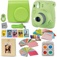 Fujifilm Instax Mini 9 Instant Fuji Camera (Lime Green) + Accessories Bundle + Custom Matching Case w/Neck Strap + Photo Album + Assorted Frames + 4 Color Filters + 60 Sticker Frames + More