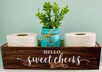 Hello Sweet Cheeks Cute Bathroom Toilet Paper Wooden Box