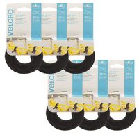 VELCRO Brand - ONE-WRAP Cable Management, Thin Self-Gripping Cable Ties: Reusable, Light Duty - 8" x 1/2" Ties, 25 Ct. - Black - 6 Pack