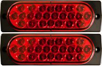 2x Surface Mount Red LED Strobe Lights 6" Oval Tail Light Strobes