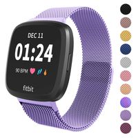 Limque Magnetic Bands Compatible with Fitbit Versa/Versa 2/Versa Lite/SE, Women Men Metal Adjustable Replacement Wristband for Fitbit Versa Smart Watch Multi-Color (Lavender, Small)