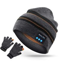 RQN Bluetooth Wireless Music Soft Hat with Gloves Warm Beanie with Stereo Headphone Speaker Wireless Mic Hands-Free Suits for Men Women Fitness Winter Outdoor Sports Christmas Birthday Gift (Suits 2)