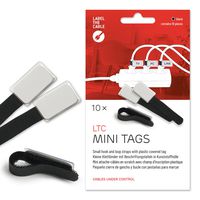 Cable Management Cable Ties with Labels, 10 PCS, Black - Reusable Hook and Loop Cable Labels, Cord Organizer for Travel, Wire Management, Wire Labels, Cord Labels, Cable Tags - LTC 2510 MINI TAGS