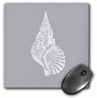 3dRose Grey Conical seashell print white beach - Mouse Pad, 8 by 8 inches (mp_164984_1)